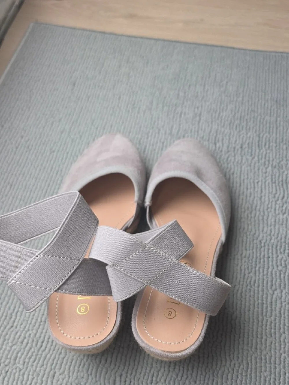 Dteam Pairs Women’s Light Gray Suede Ankle-Strap Wedges